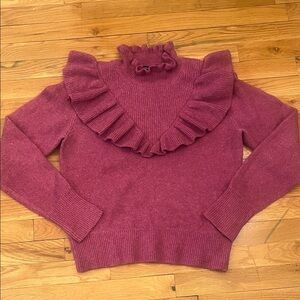 French Connection Ruffled Plum Sweater
